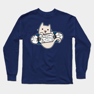 Cat and Skateboard Skateboarding Cat cherry skater Long Sleeve T-Shirt